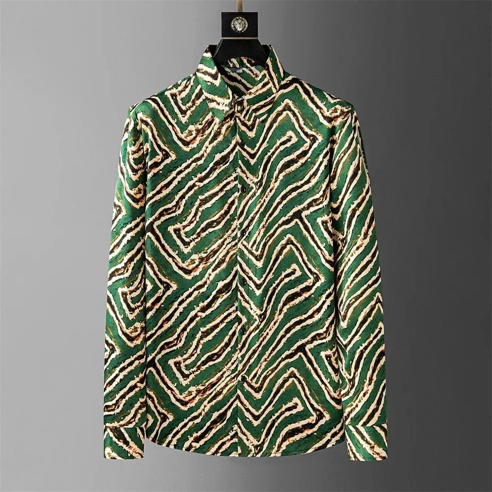 Men's Long Sleeve Striped Shirt: Casual Loose Fit, Streetwear, Social, Hawaiian Style