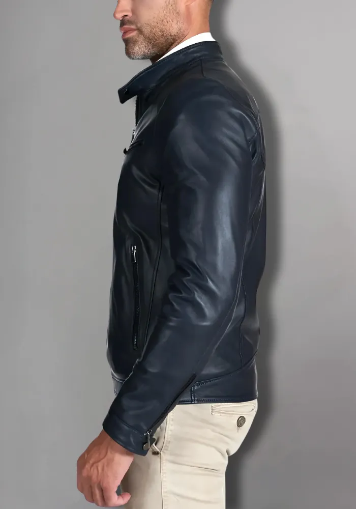 Mens Vintage Motorcycle Cafe Racer  Leather Jacket
