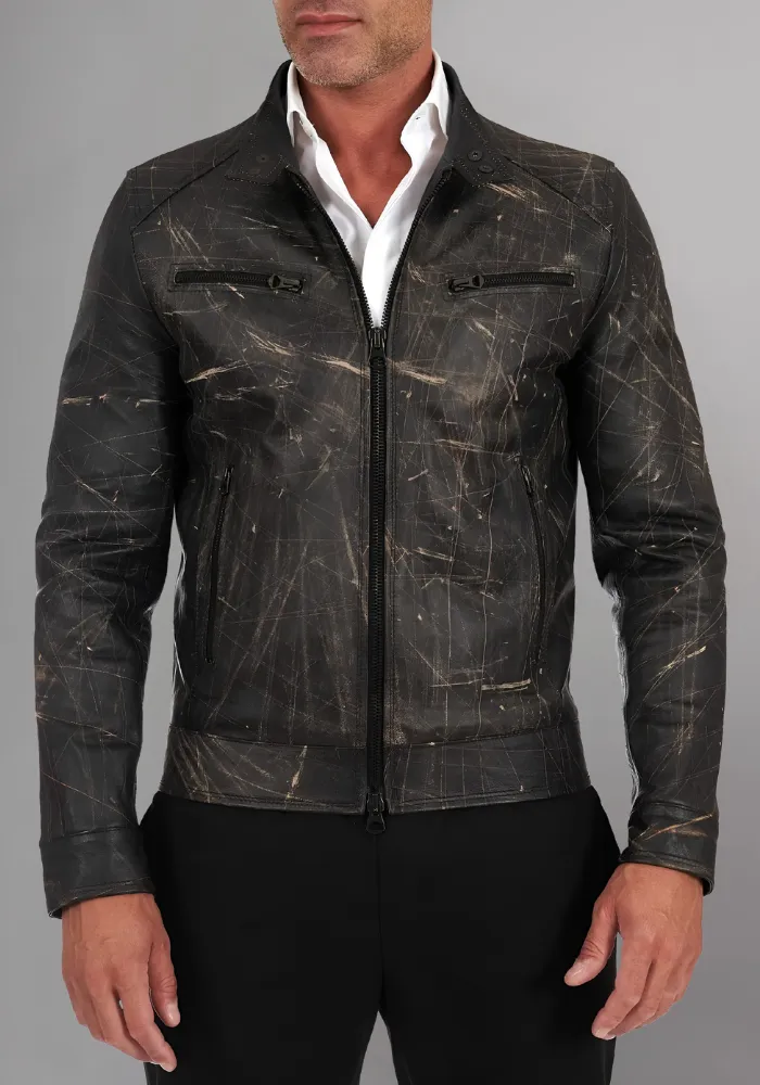 Mens Vintage Motorcycle Cafe Racer  Leather Jacket