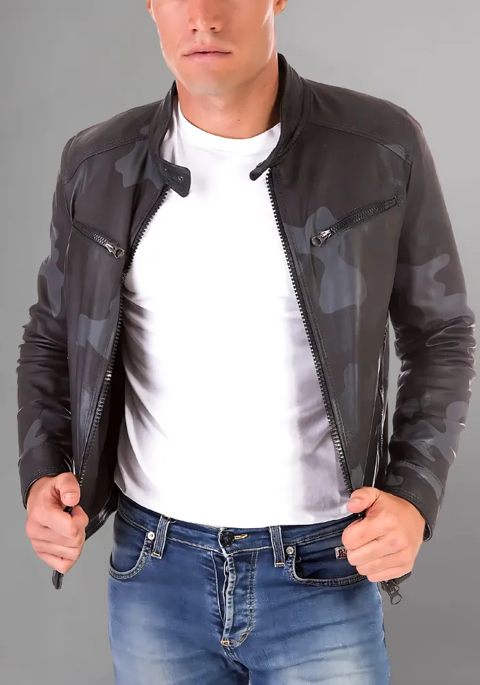 Mens Vintage Motorcycle Cafe Racer  Leather Jacket