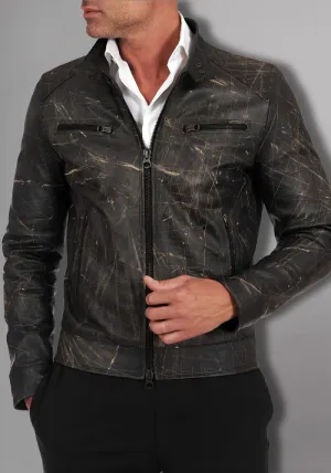 Mens Vintage Motorcycle Cafe Racer  Leather Jacket