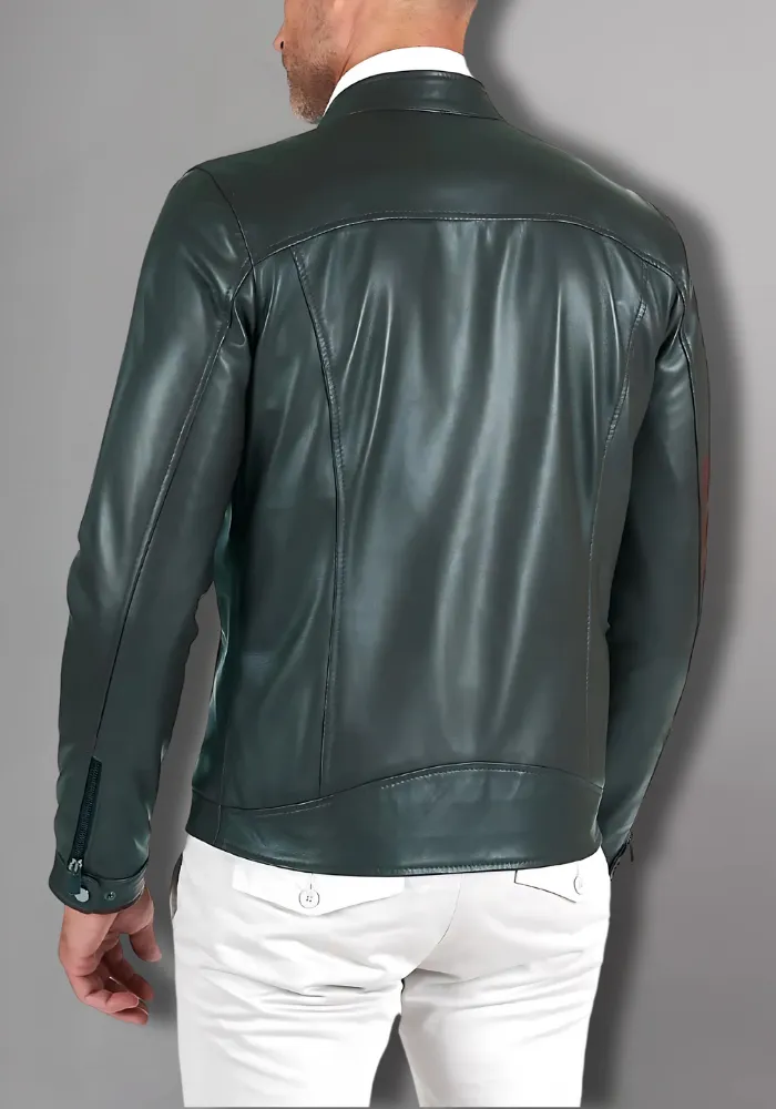Mens Vintage Motorcycle Cafe Racer  Leather Jacket