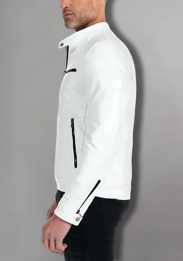 Mens Vintage Motorcycle Cafe Racer  Leather Jacket