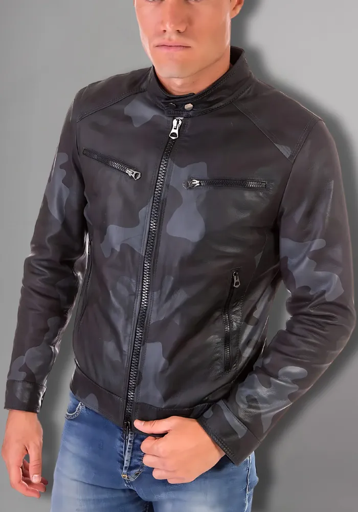 Mens Vintage Motorcycle Cafe Racer  Leather Jacket