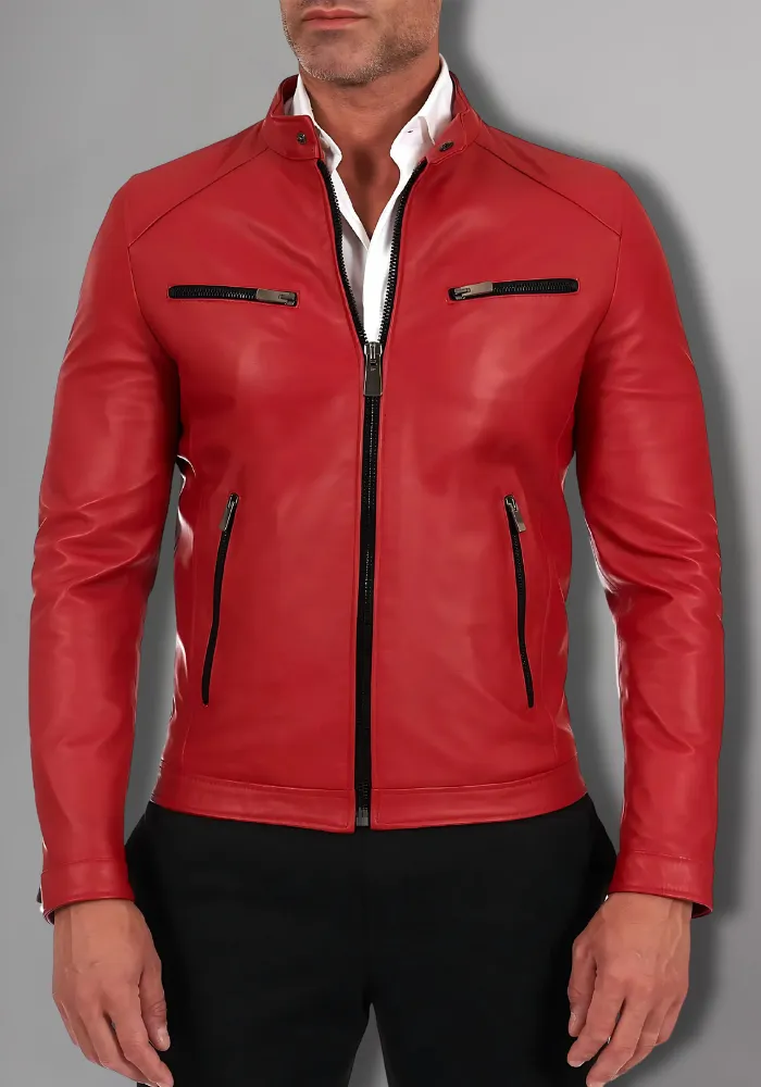 Mens Vintage Motorcycle Cafe Racer  Leather Jacket