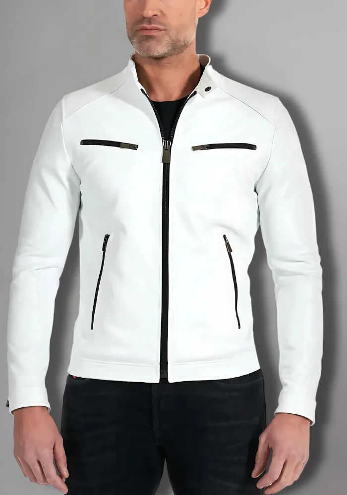 Mens Vintage Motorcycle Cafe Racer  Leather Jacket