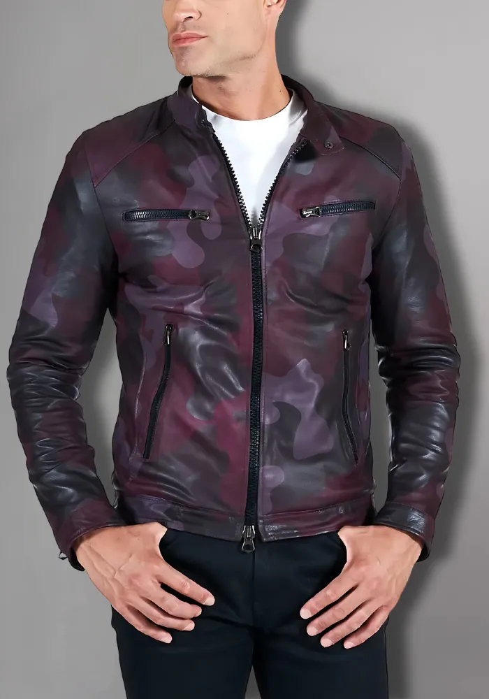 Mens Vintage Motorcycle Cafe Racer  Leather Jacket