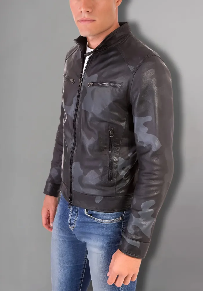 Mens Vintage Motorcycle Cafe Racer  Leather Jacket