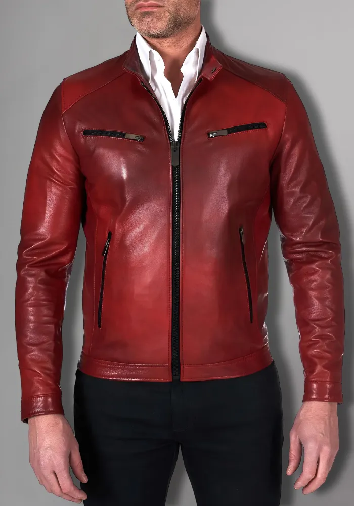 Mens Vintage Motorcycle Cafe Racer  Leather Jacket