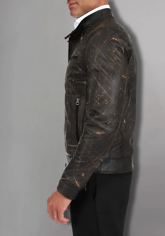 Mens Vintage Motorcycle Cafe Racer  Leather Jacket