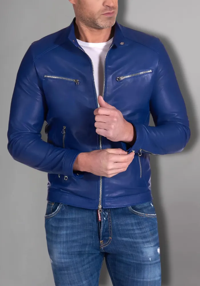 Mens Vintage Motorcycle Cafe Racer  Leather Jacket