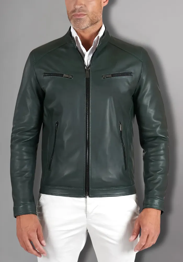 Mens Vintage Motorcycle Cafe Racer  Leather Jacket