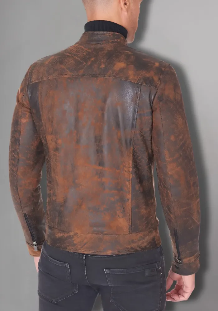Mens Vintage Motorcycle Cafe Racer  Leather Jacket