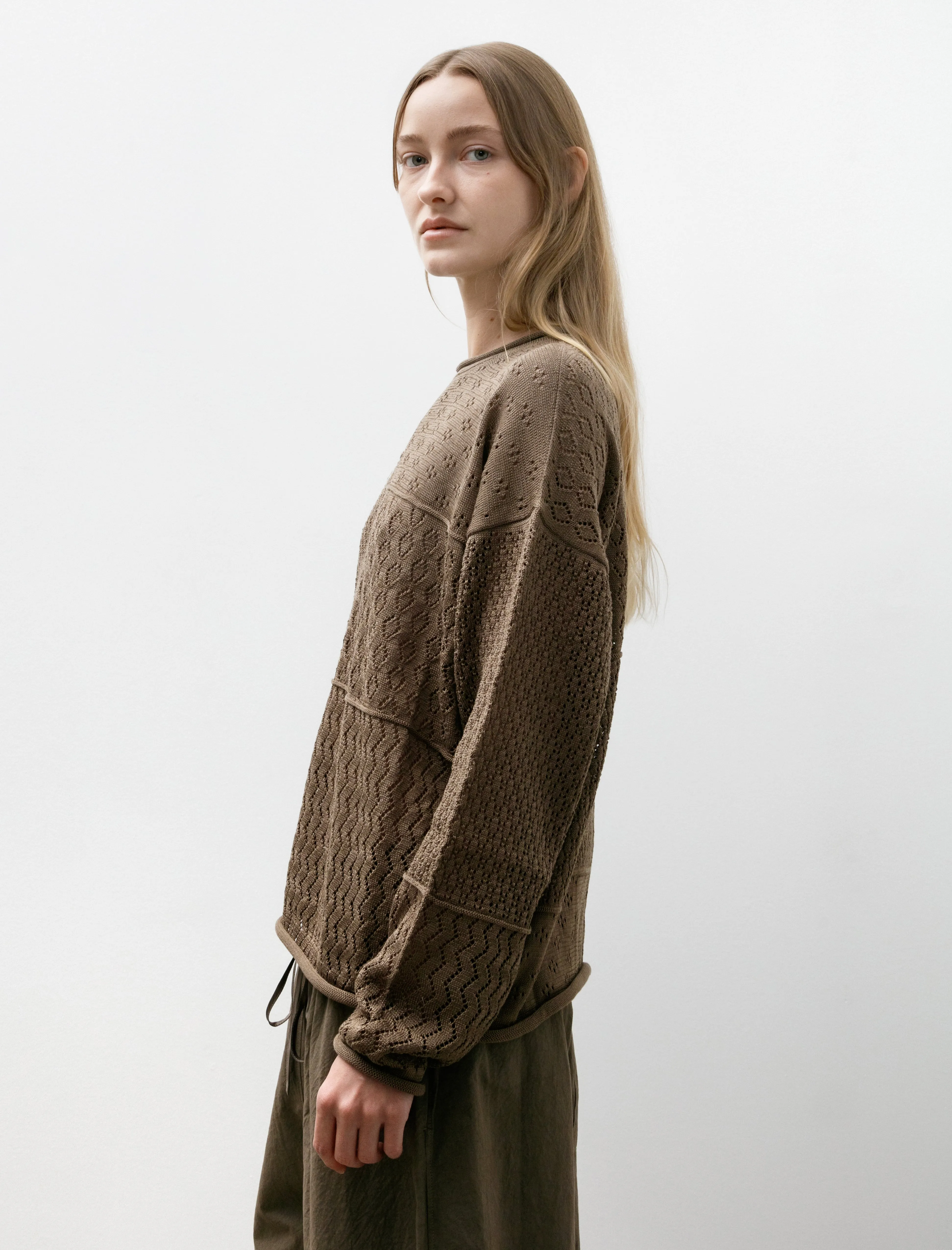 Mix Pointelle Crewneck Earth