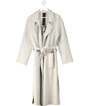 Oakwood Grey Blended Wool Coat With Tie Belt UK L