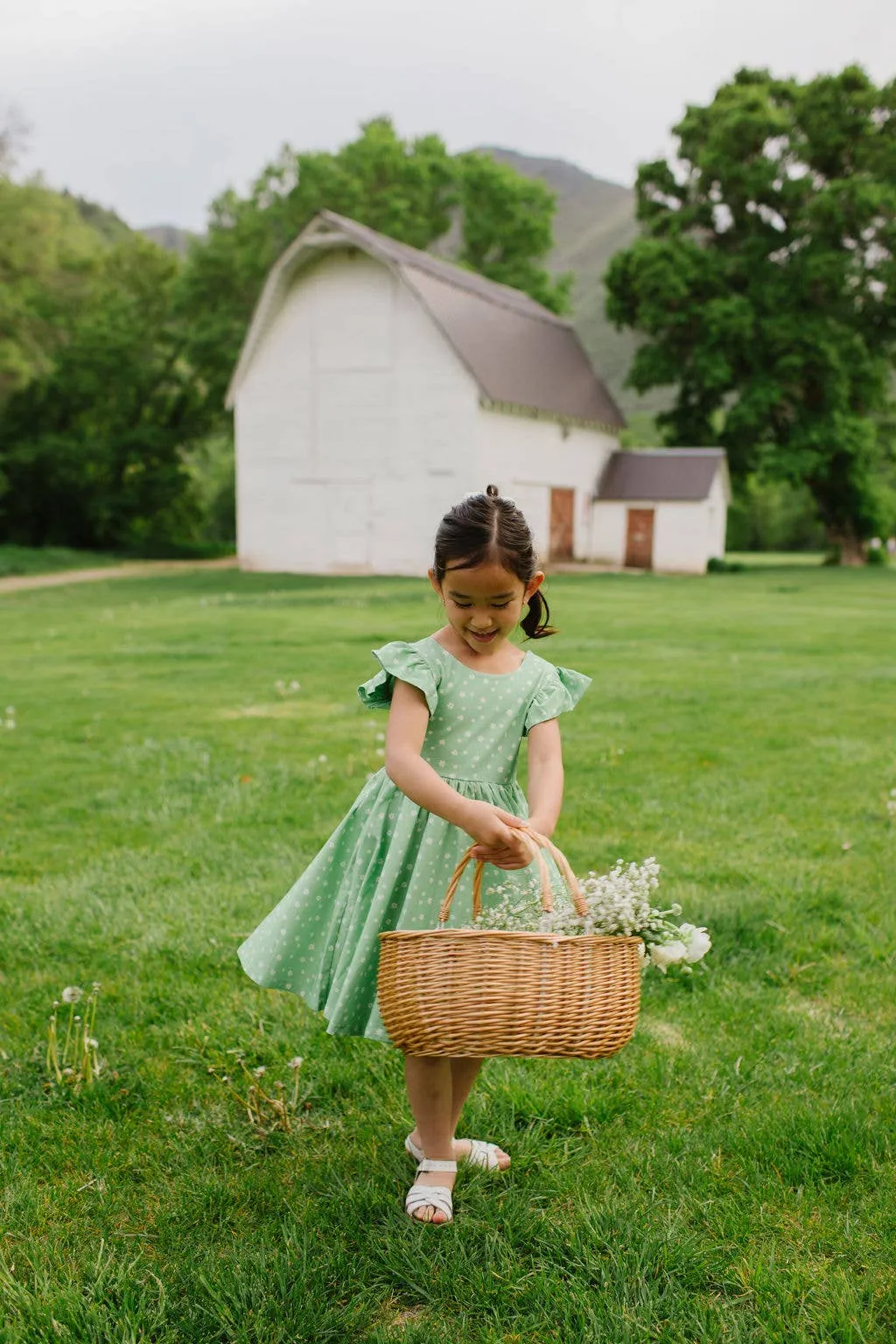 Olivia Dress in Green Daisy