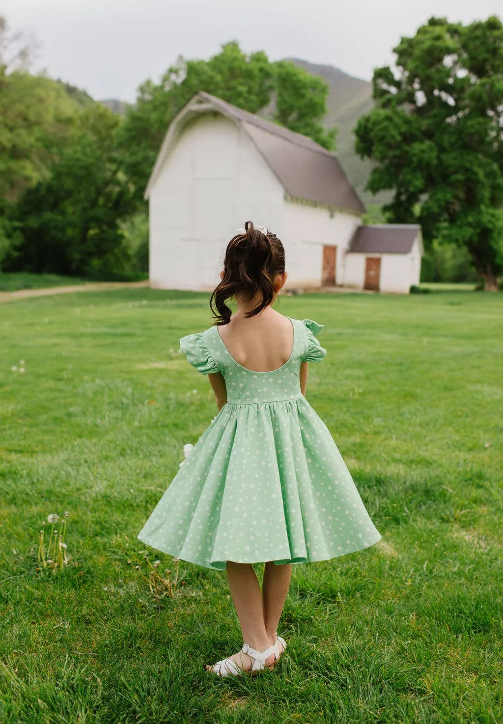 Olivia Dress in Green Daisy