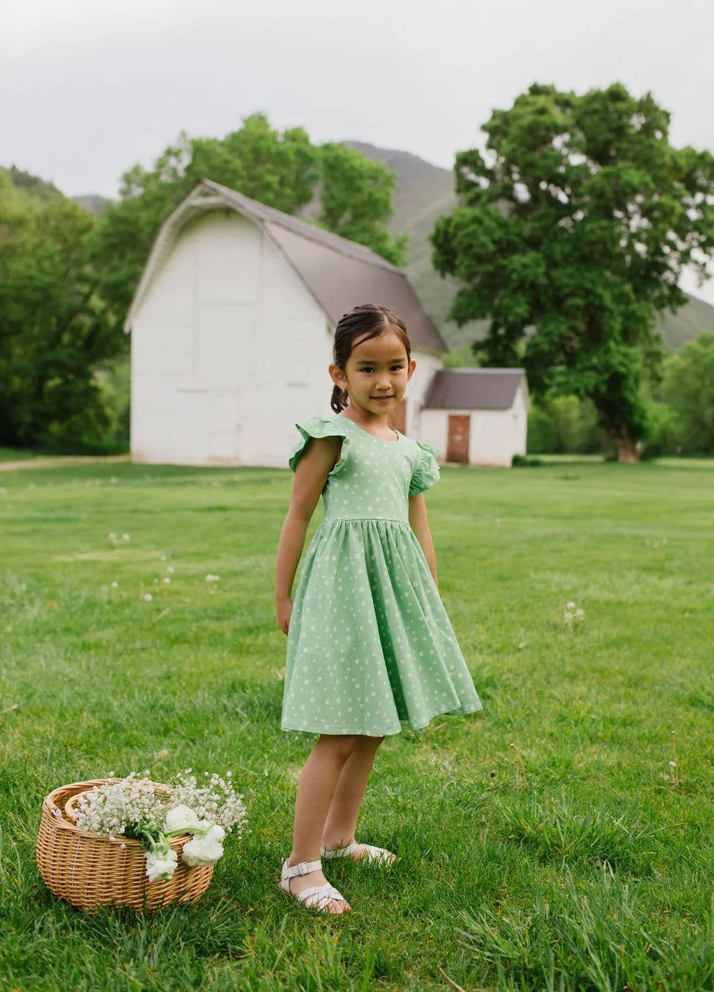 Olivia Dress in Green Daisy