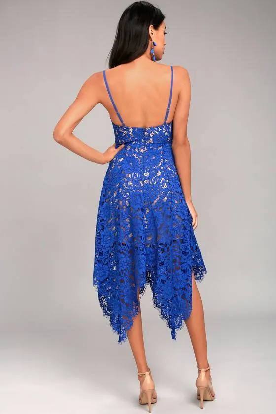 One Wish Lace Midi Dress Blue