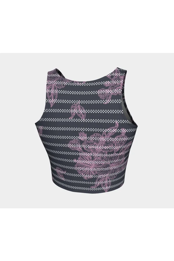 Pink & Gray Striped Crop Top