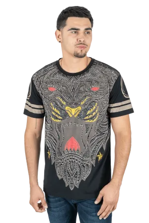 Platini Men's Cotton Black Rhinestone T-shirt