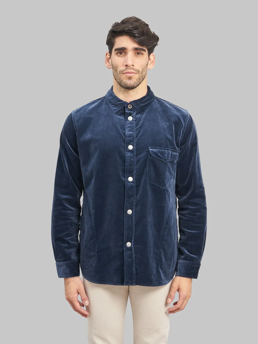 Pure Blue Japan 2224-NV Cotton Velvet CPO Shirt Navy