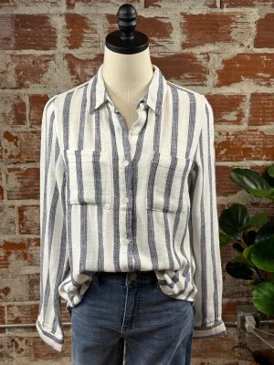 (Restock!) Thread & Supply Cleo Shirt in Navy Stripe