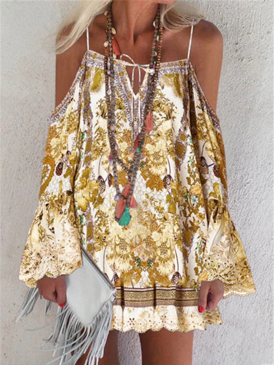 Romantic Vintage Bohemian Loose Strap Dress