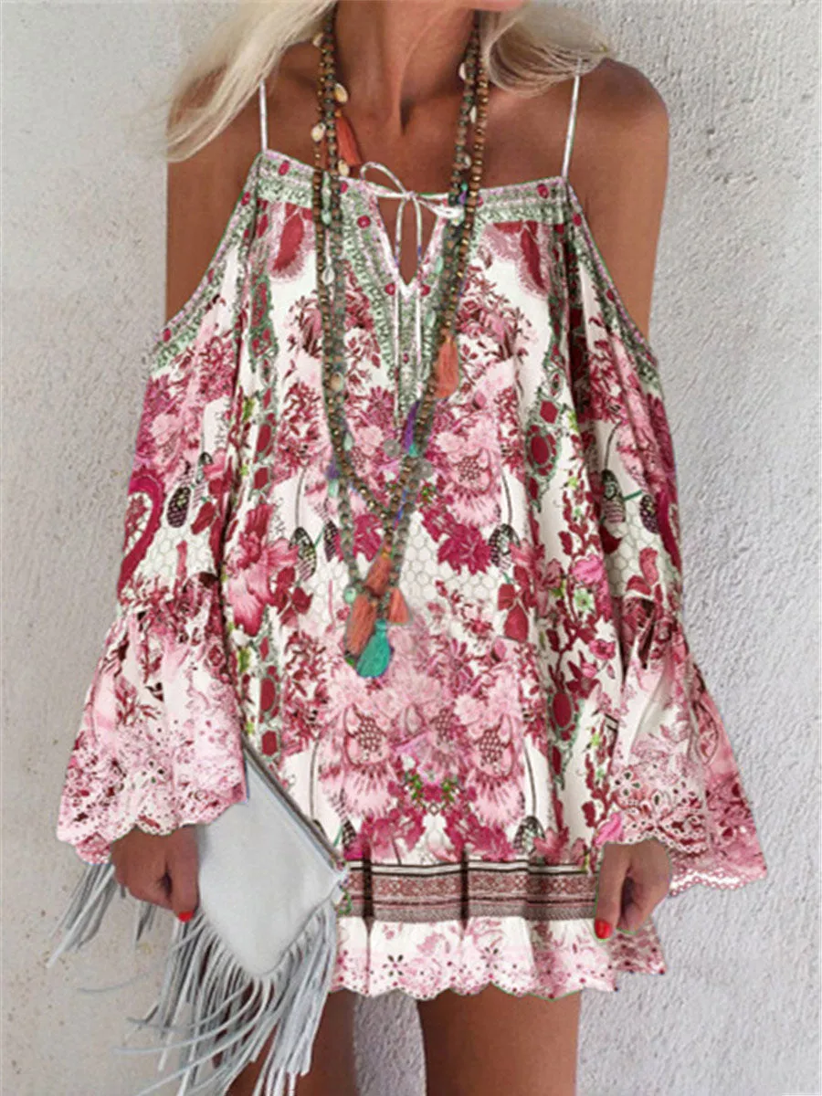 Romantic Vintage Bohemian Loose Strap Dress