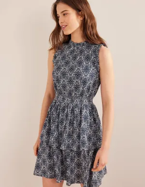 Ruffle Jersey Mini Dress-Prussian Blue, Vine Terrace