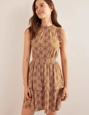 Ruffle Jersey Mini Dress-Pumpkin, Vine Terrace
