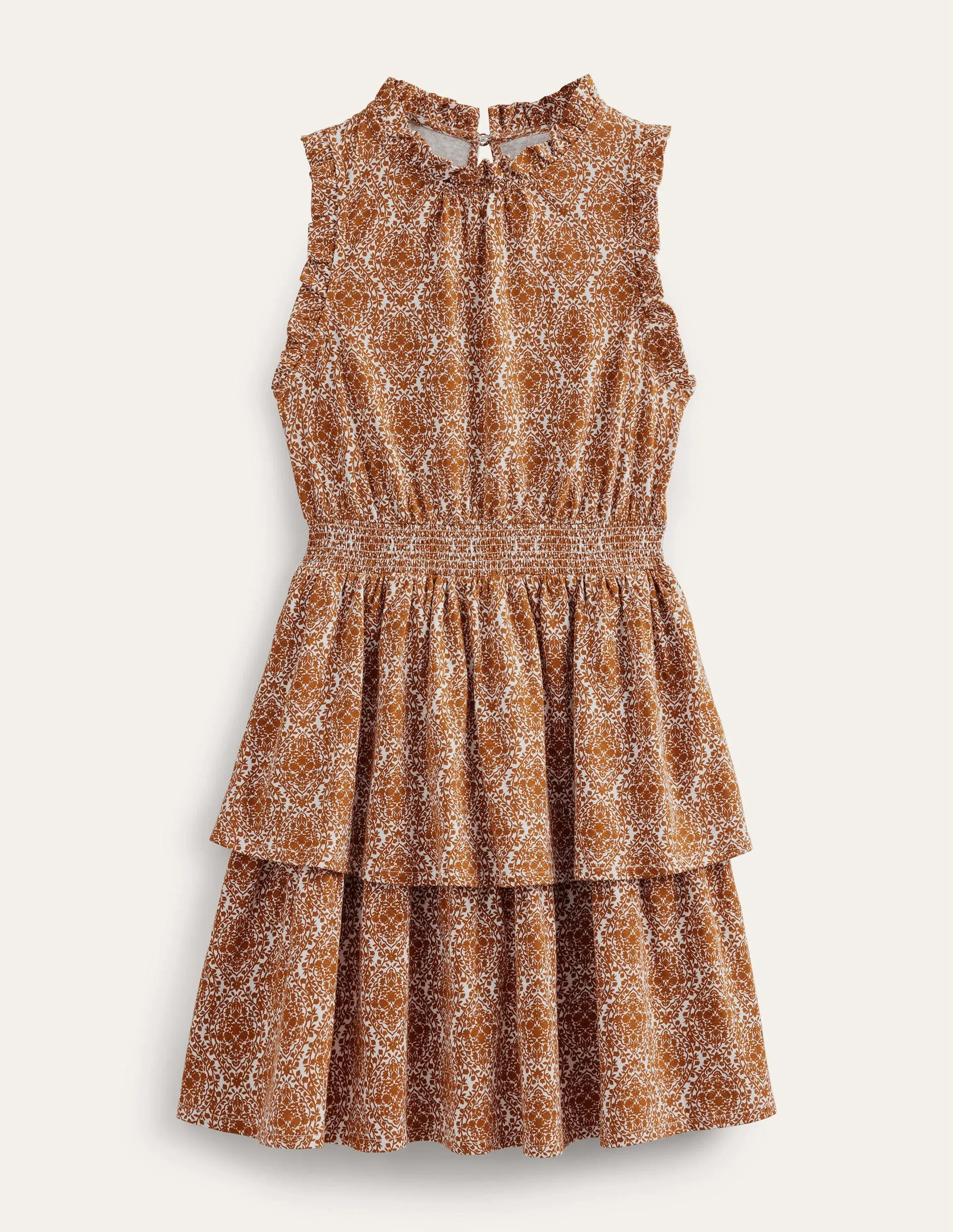 Ruffle Jersey Mini Dress-Pumpkin, Vine Terrace