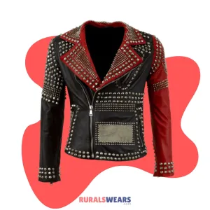 RW Authentic Cowhide Handmade Women Rock Steam Punk Studded Biker Jacket