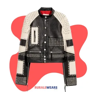 RW Authentic Cowhide Handmade Women's Studded Fashion Punk Jacket