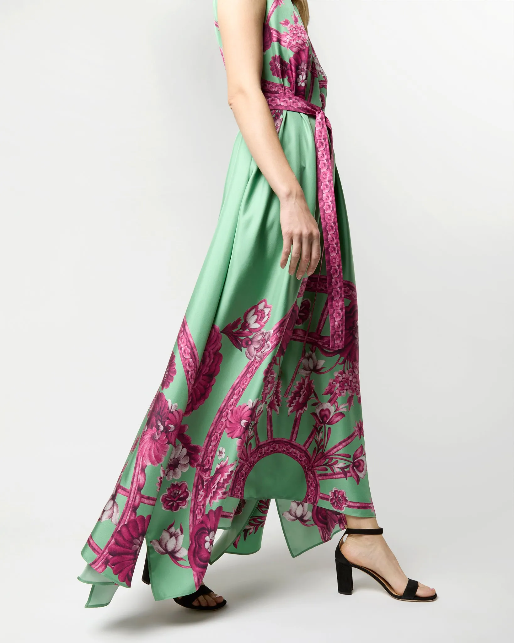 San Carlo Dress in Aquamarine Zodiac Placée Silk Twill