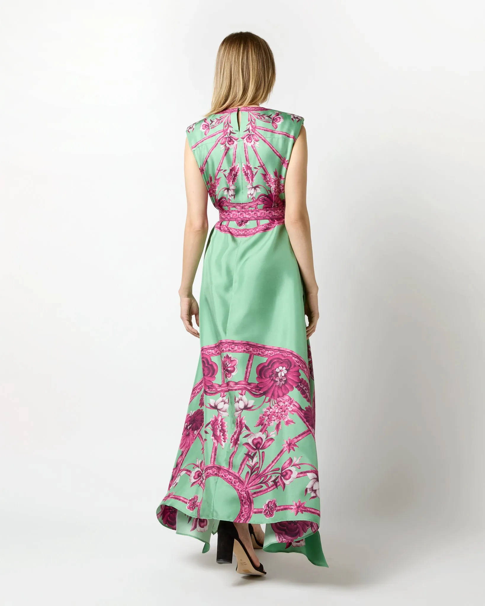 San Carlo Dress in Aquamarine Zodiac Placée Silk Twill