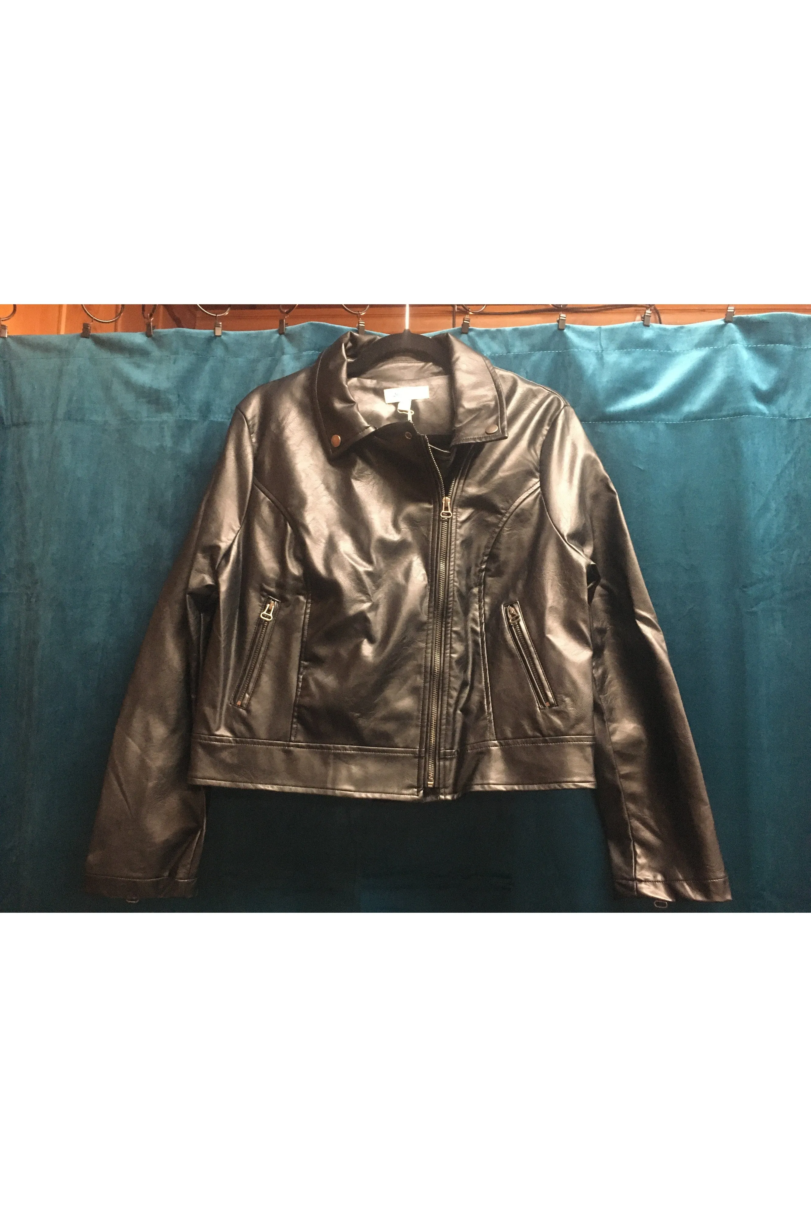 She And Sky Black Leather Moto Jacket