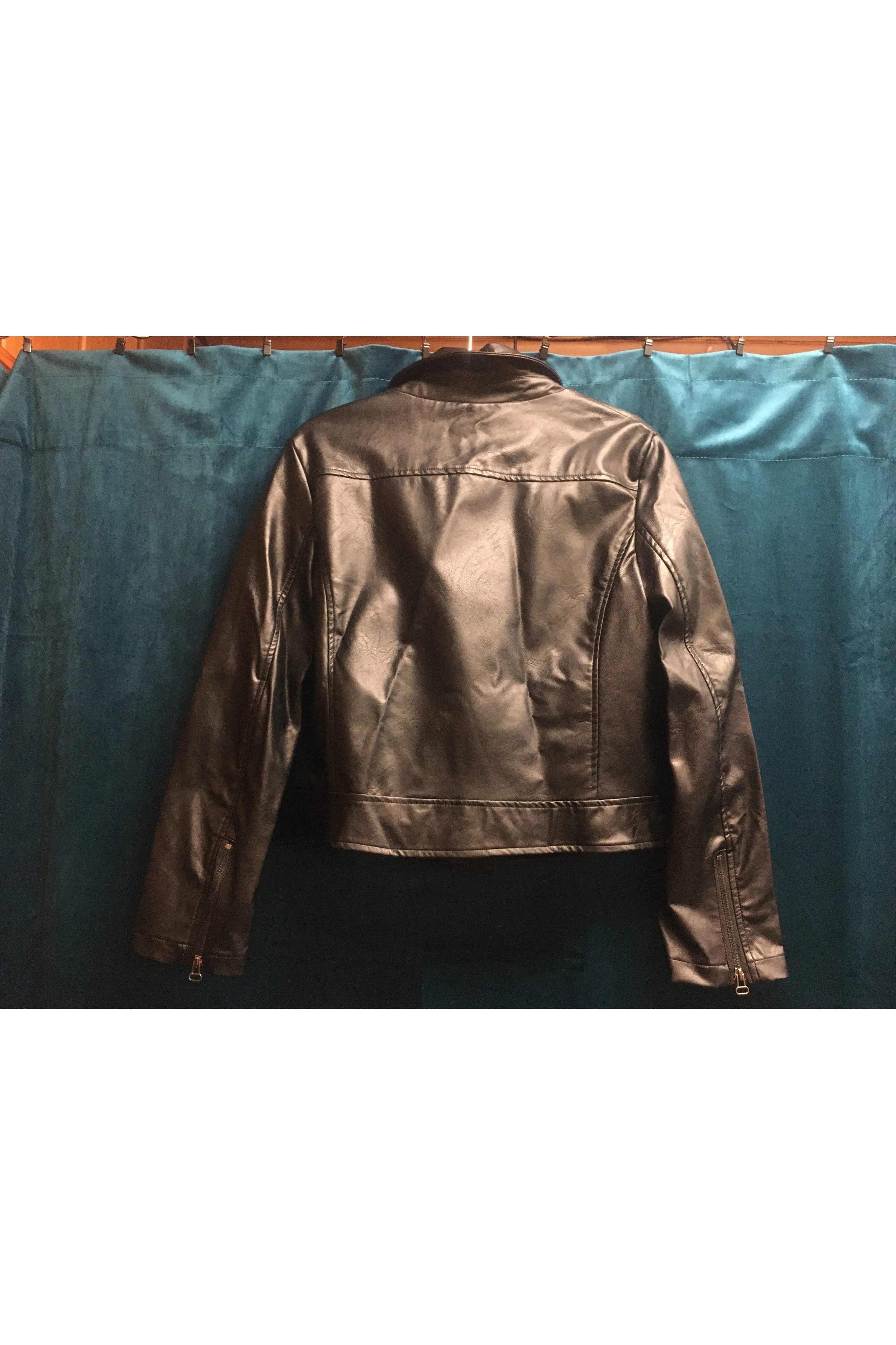 She And Sky Black Leather Moto Jacket