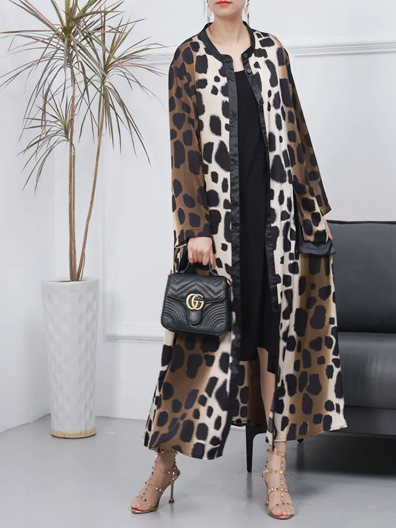 Spring Cardigan Loose Mid-Length Printed Outerwear Jacket
