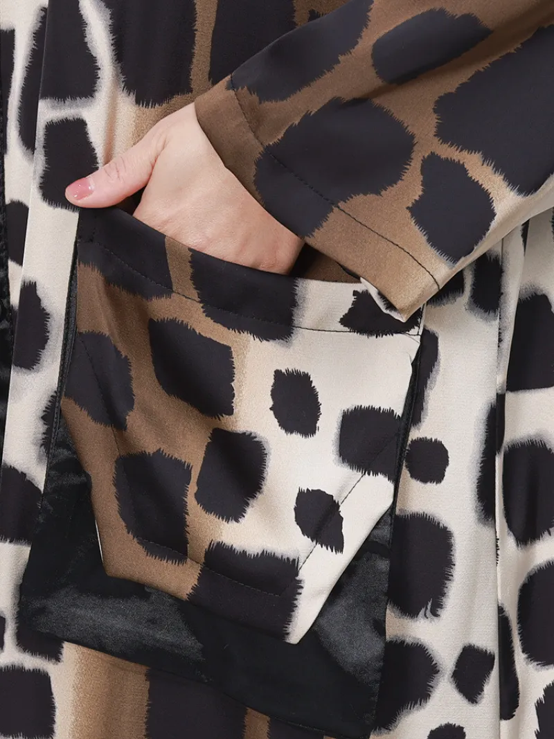 Spring Cardigan Loose Mid-Length Printed Outerwear Jacket