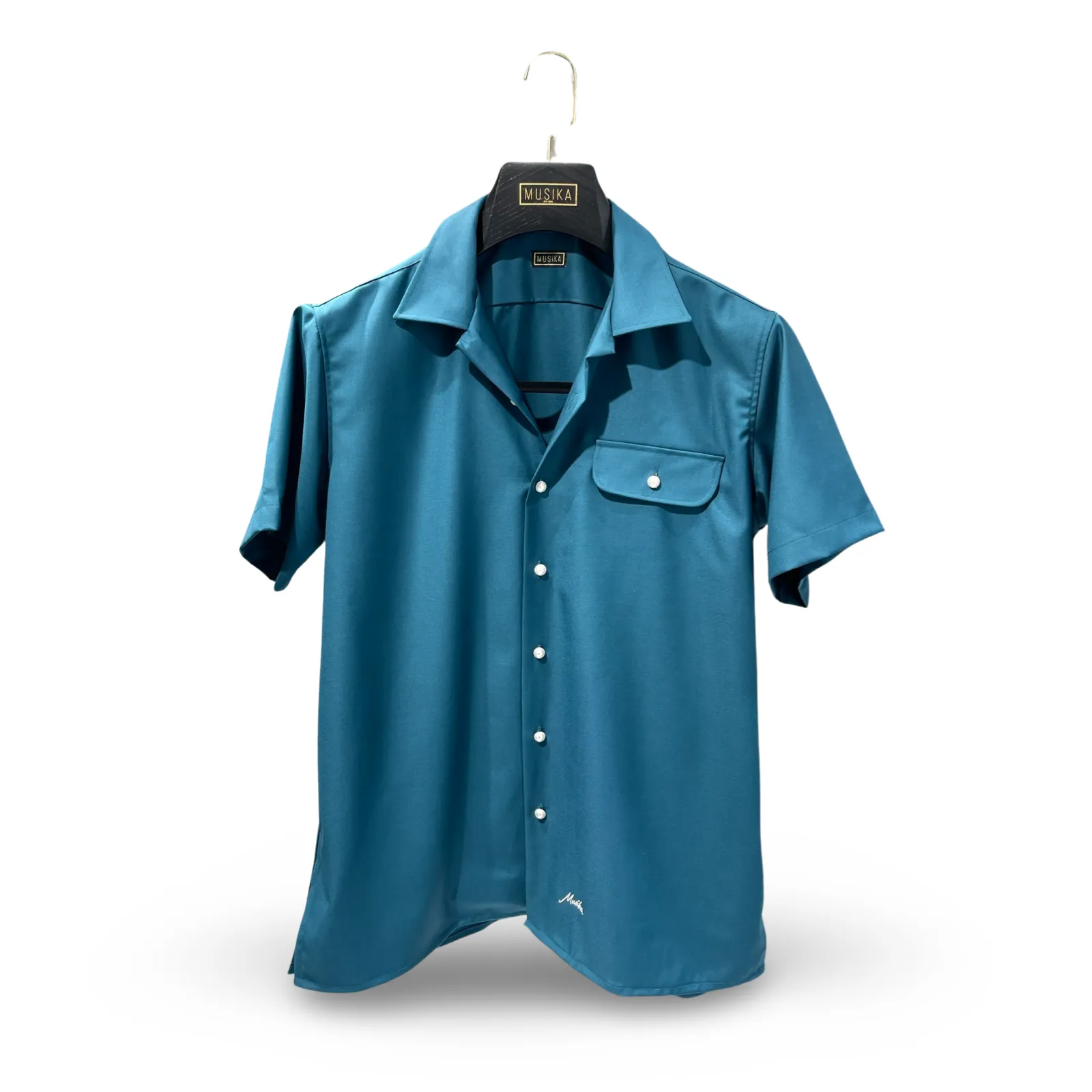 Teal Italian Imported Tropical Wool w/ Pearl Buttons Shirt