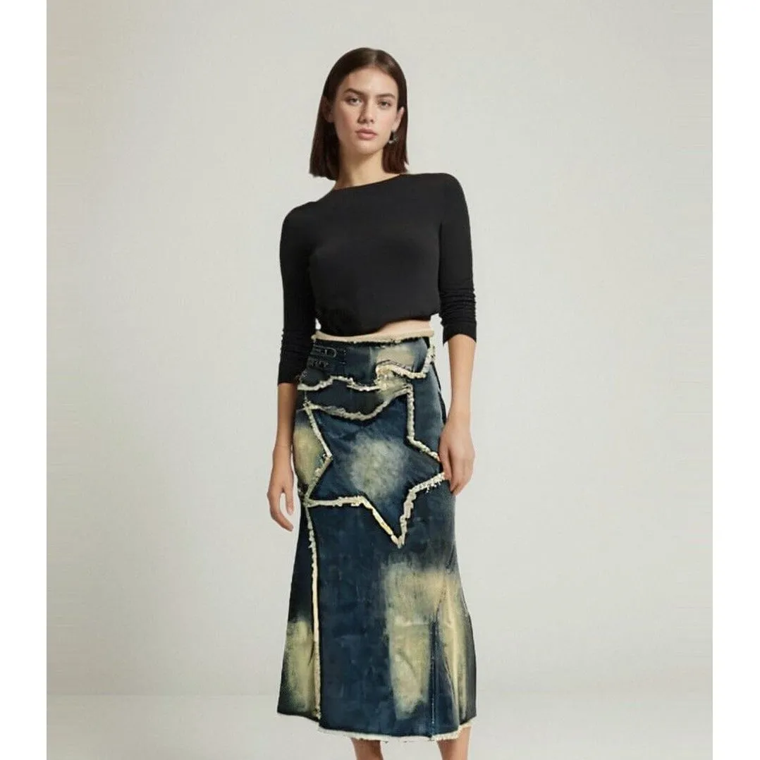 The Astarea Patchwork Denim Skirt