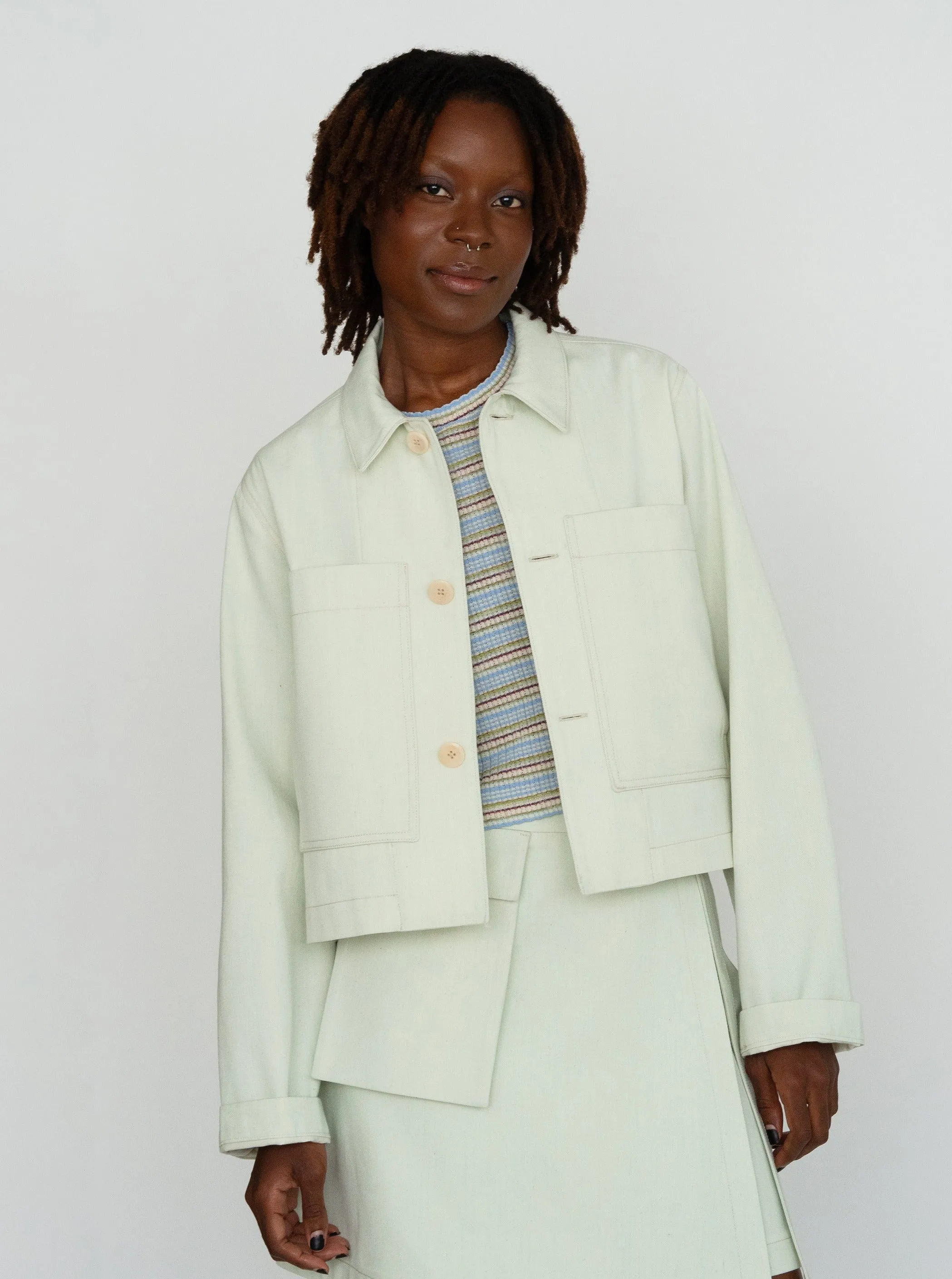 TOLEDO pale green denim skirt