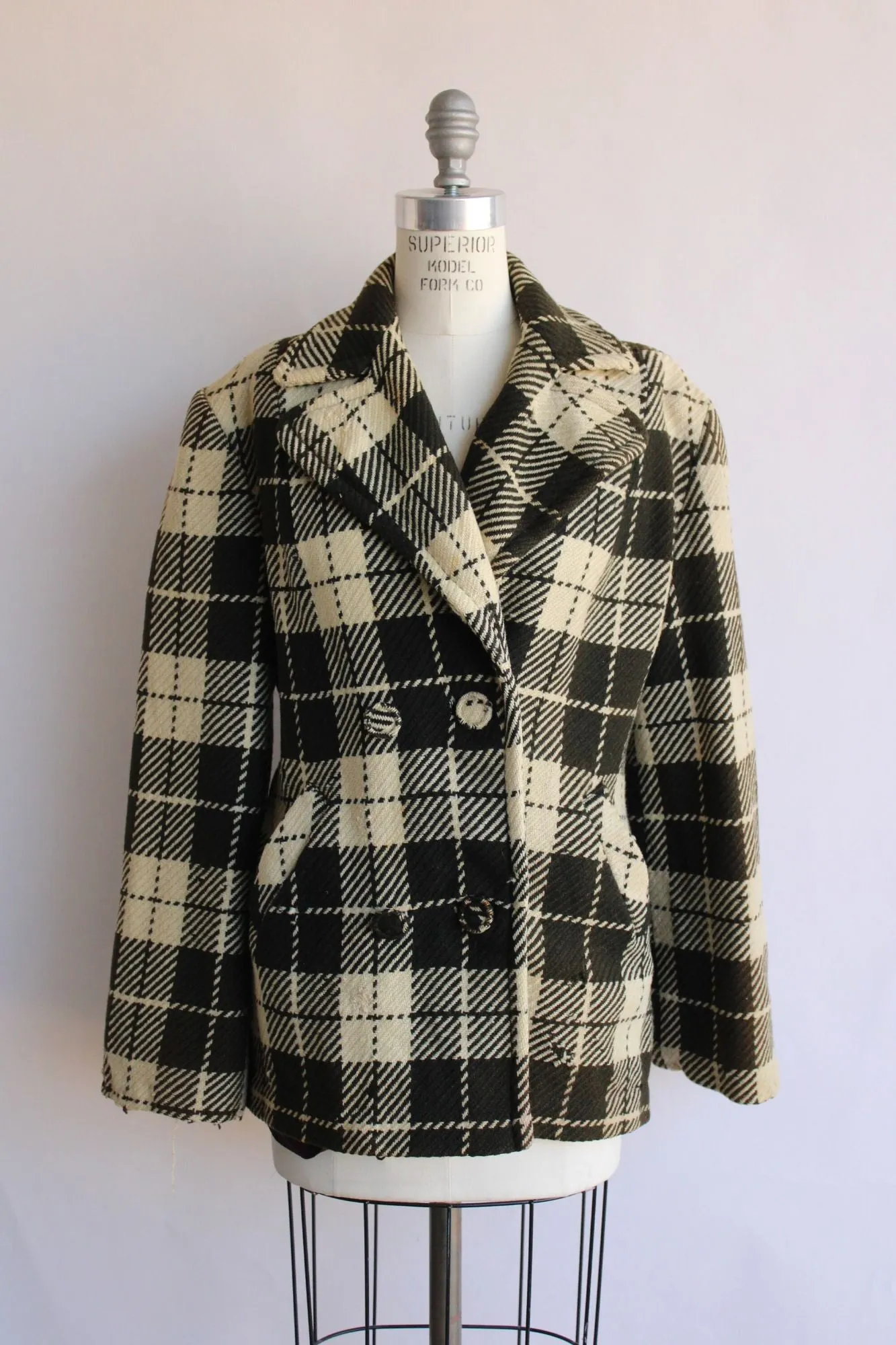 Vintage 1940s 1950s Mens Jacket by Gardiner of Scotland in Brown Tartan Plaid Wool