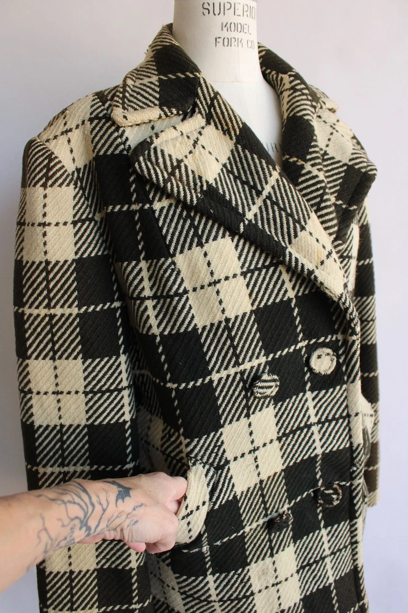 Vintage 1940s 1950s Mens Jacket by Gardiner of Scotland in Brown Tartan Plaid Wool