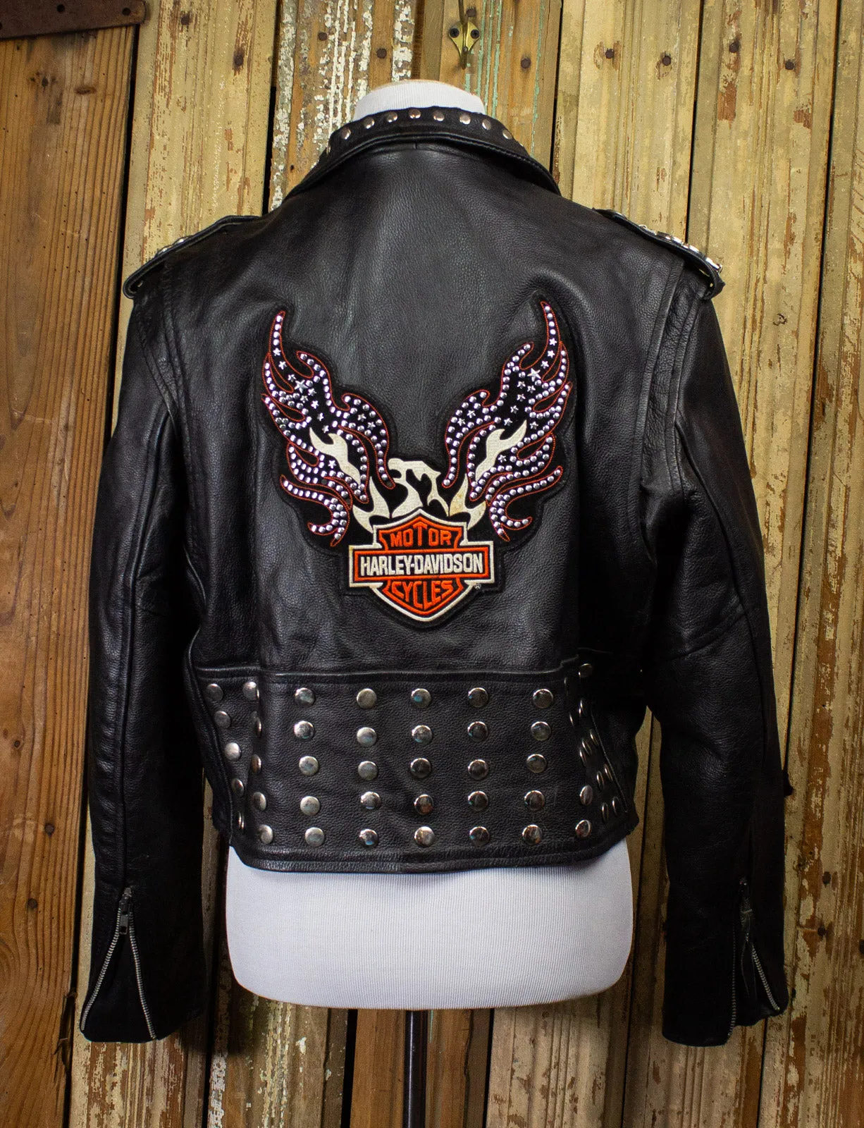 Vintage Women's Studded Harley Davidson Leather Jacket Medium