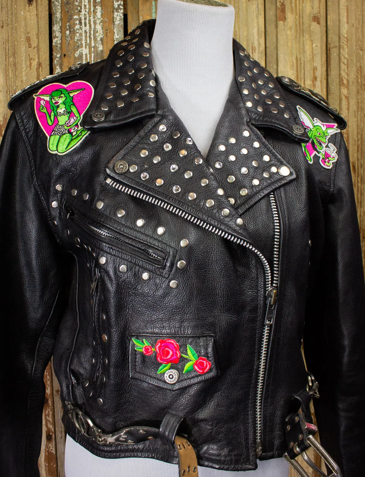 Vintage Women's Studded Harley Davidson Leather Jacket Medium