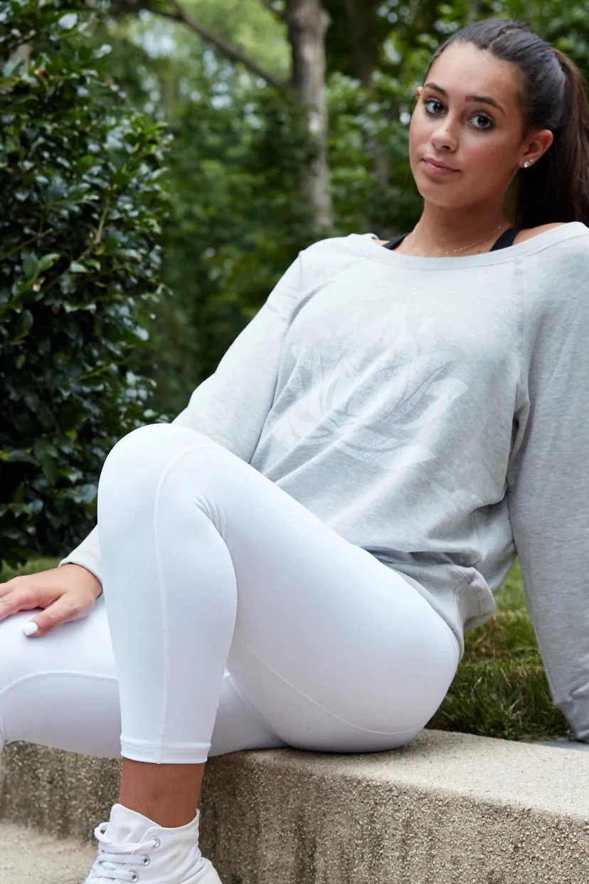 WHITE LOTUS Heather Grey Boyfriend Sweatshirt