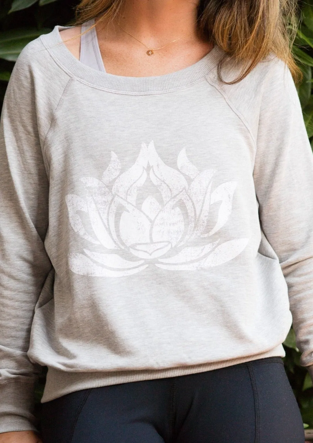 WHITE LOTUS Heather Grey Boyfriend Sweatshirt
