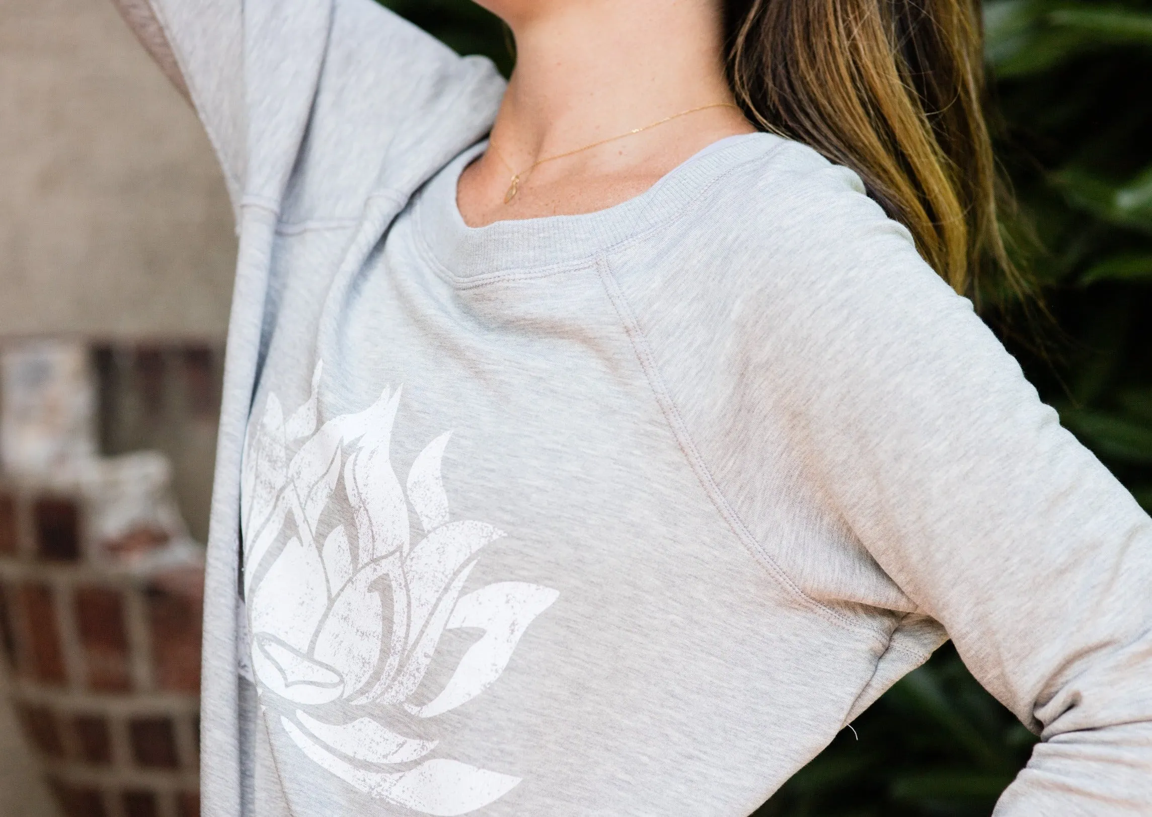WHITE LOTUS Heather Grey Boyfriend Sweatshirt